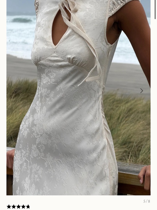 Rumored Dresses & Skirts - Rumored Cream Jacquard Maxi Dress with Keyhole Tie